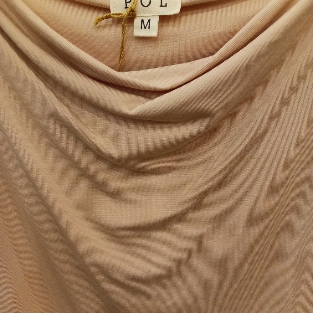 POL Blush Pink Cowl Neck Top